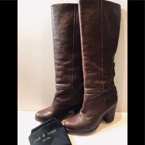 RAG & BONE Newbury Tall Dark Brown Boots sz36